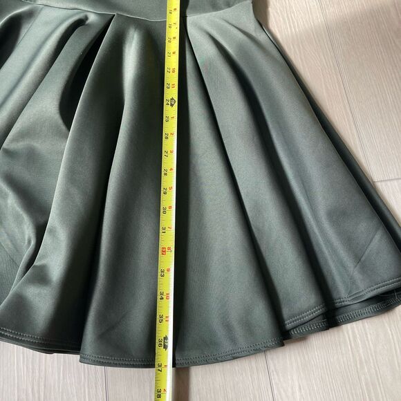 EIEN Womens Dress Green Plus 1XL Satin long sleeve‎ vneck Modest Classic minimal - Picture 5 of 7